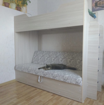 Кровать двухъярусная с диваном (Беленый дуб) в Красной Сибири - krasnaya-sibir.mebel54.com | фото